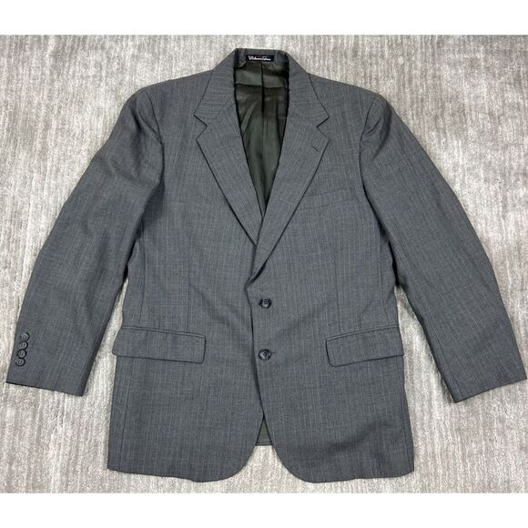 Stafford Blazer Mens 42R Gray Polyester Wool‎ Jacket Sport Suit Coat Made in USA - Picture 1 of 15